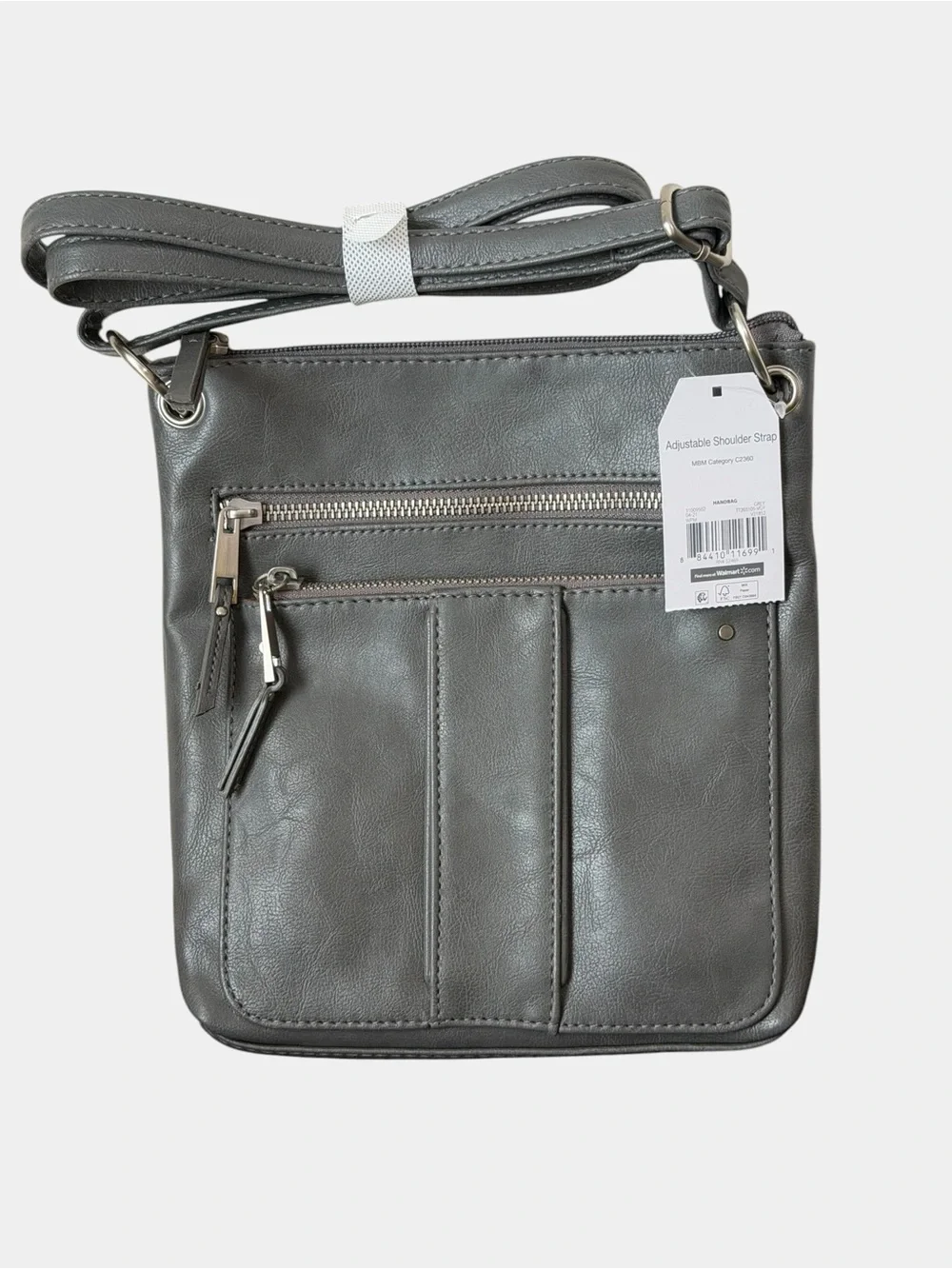 Time and Tru Gray Crossbody Bag with Front Pockets